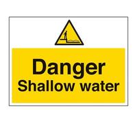VSafety Danger Shallow Water Sign - Landscape - 400mm x 300mm - 1mm Rigid Plastic