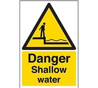 VSafety Danger Shallow Water Sign - Portrait - 200mm x 300mm - 1mm Rigid Plastic