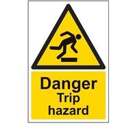 VSafety Danger Trip Hazard Sign - Portrait - 200mm x 300mm - 1mm Rigid Plastic