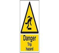 VSafety Danger Trip Hazard Sign - Portrait - 300mm x 400mm - 1mm Rigid Plastic