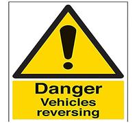 VSafety Danger Vehicles Reversing Sign - Portrait - 300mm x 400mm - Self Adhesive Vinyl