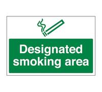 VSafety Designated smoking area - 800x600mm 3mm Aluminium Composite With Anti-Graffiti Coating & Fixing Channel Safety Sign