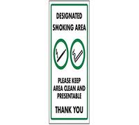 VSafety Designated Smoking Area/Please Keep Area Clean Sign - 200mm x 300mm - Rigid Plastic