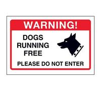VSafety Dogs Running Free, Please Do Not Enter Sign - 150mm x 100mm - Adhesive Vinyl