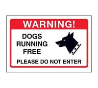VSafety Dogs Running Free, Please Do Not Enter Sign - 200mm x 150mm - 1mm Rigid Plastic