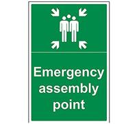 Vsafety Emergency Assembly Point Sign - 400mm x 600mm - 2mm Rigid Plastic