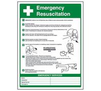 VSafety Emergency Resuscitation Sign - Portrait - 200mm x 300mm - 1mm Rigid Plastic