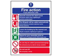 VSafety English/Polish Sign - Fire Action Notice - Self Adhesive - 150mm x 200mm