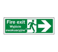 VSafety English/Polish Sign - Fire Exit Arrow Right - Rigid Plastic - 450mm x 150mm