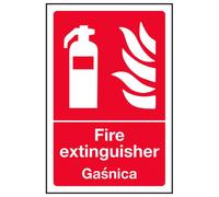 VSafety English/Polish Sign - Fire Extinguisher - Rigid Plastic - 150mm x 200mm
