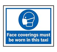 Vsafety Face Coverings Must Be Worn In This Taxi - 100x80mm - Self Adhesive Vinyl