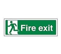 VSafety Final Fire Exit Man Left Sign - Landscape - 300mm x 100mm - 1mm Rigid Plastic