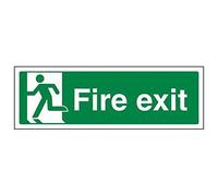 VSafety Final Fire Exit Man Left Sign - Landscape - 300mm x 100mm - 2mm Rigid Plastic