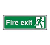 VSafety Final Fire Exit Man Right Sign - Landscape - 300mm x 100mm - 2mm Rigid Plastic