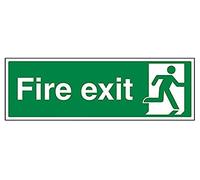 VSafety Final Fire Exit Man Right Sign - Landscape - 450mm x 150mm - Self Adhesive Vinyl