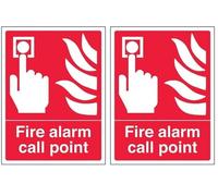 VSafety Fire Alarm Call Point Sign - Portrait - 150mm x 200mm - 1mm Rigid Plastic (Pack of 2)