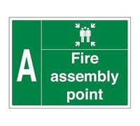VSafety Fire Assembly Point w/Family - A -800x600mm Class RA1 Reflective 3mm Aluminium Composite With Fixing Channel Safety Sign