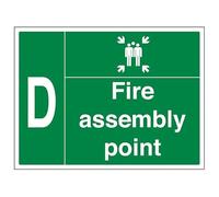 VSafety Fire Assembly Point w/Family - D - 800x600mm Class RA1 Reflective 3mm Aluminium Composite With Anti-Graffiti Coating Safety Sign