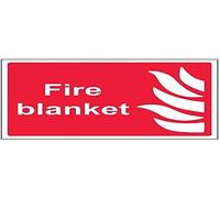 VSafety Fire Blanket Sign - Landscape - 200mm x 150mm - 1mm Rigid Plastic