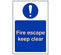 Vsafety Fire Door and Mandatory- Fire Escape Keep Clear - 100 x 150 mm Safety Sign