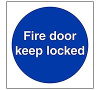 Vsafety Fire Door Keep Locked Sign - 100 mm x 100 mm - 2 mm Super Strong PETG
