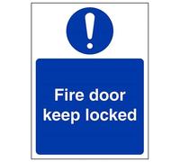 VSafety Fire Door Keep Locked Sign - Portrait - 150mm x 200mm - 1mm Rigid Plastic