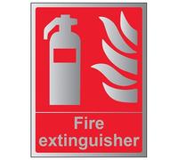 VSafety Fire Equipment-Fire Extinguisher Sign - 150mm x 200mm - 3mm Brushed Alu Comp