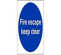 VSafety Fire Escape Keep Clear Mandatory Sign - Square - 150mm x 150mm - 1mm Rigid Plastic