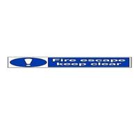 VSafety Fire Escape Keep Clear Sign - Landscape - 600mm x 200mm - 1mm Rigid Plastic