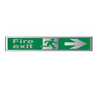VSafety Fire Exit Arrow Right Sign - 300mm x 100mm - Self Adhesive Alu Effect