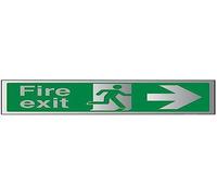 VSafety Fire Exit Arrow Right Sign - 450mm x 150mm - Self Adhesive Alu Effect