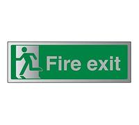 VSafety Fire Exit-Final Fire Exit Man Left Sign - 450mm x 150mm - 3mm Brushed Alu Comp