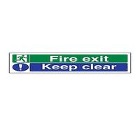 VSafety Fire Exit/Keep Clear Sign - Landscape - 300mm x 100mm - 2mm Polycarbonate