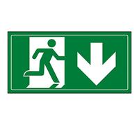 VSafety Fire Exit Man Running Down Sign - 300x150mm - Photoluminescent Self Adhesive