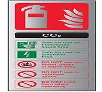 VSafety Fire Extinguisher-CO2 ID Sign - 100mm x 280mm - 3mm Brushed Alu Comp
