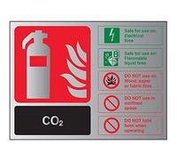 VSafety Fire Extinguisher-CO2 ID Sign - 200mm x 150mm - 3mm Brushed Alu Comp