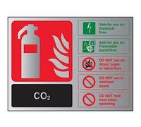 VSafety Fire Extinguisher-CO2 ID Sign - 200mm x 150mm - Self Adhesive Alu Effect