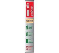 VSafety Fire Extinguisher-Foam Spray ID Electrical Safe Sign - 100mm x 280mm - 3mm Brushed Alu Comp