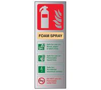 VSafety Fire Extinguisher-Foam Spray ID Electrical Safe Sign - 75mm x 200mm - Self Adhesive Alu Effect