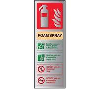 VSafety Fire Extinguisher-Foam Spray ID Not Electrical Safe Sign - 100mm x 280mm - 3mm Brushed Alu Comp