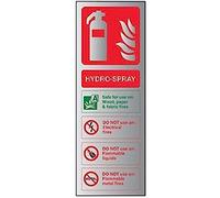 VSafety Fire Extinguisher-Hydro-Spray ID Sign - 100mm x 280mm - 3mm Brushed Alu Comp