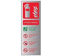 VSafety Fire Extinguisher-Hydro-Spray ID Sign - 75mm x 200mm - Self Adhesive Alu Effect