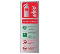 VSafety Fire Extinguisher-Water+Additive ID Sign - 100mm x 280mm - 3mm Brushed Alu Comp