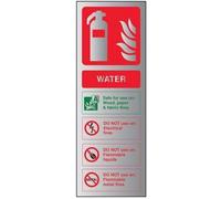 VSafety Fire Extinguisher-Water ID Sign - 75mm x 200mm - 1.6mm Alu Rigid Plastic
