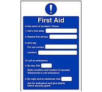 VSafety First Aid Action Sign - Portrait - 200mm x 300mm - 1mm Rigid Plastic