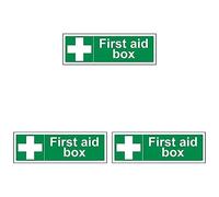 VSafety First Aid Box Sign - Landscape - 300mm x 100mm - Self Adhesive Vinyl (Pack of 3)