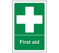 VSafety First Aid First Aid General Sign - Portrait - 100mm x 150mm - Self Adhesive Vinyl