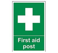VSafety First Aid Post Sign - Portrait - 200mm x 300mm - Self Adhesive Vinyl