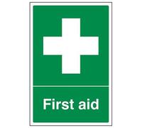 VSafety First Aid Sign - Portrait - 200mm x 300mm - 1mm Rigid Plastic