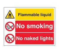VSafety Flam. liquid/No smoking/No naked lights-800x600mm 3mm Aluminium Composite With Anti-Graffiti Coating Safety Sign